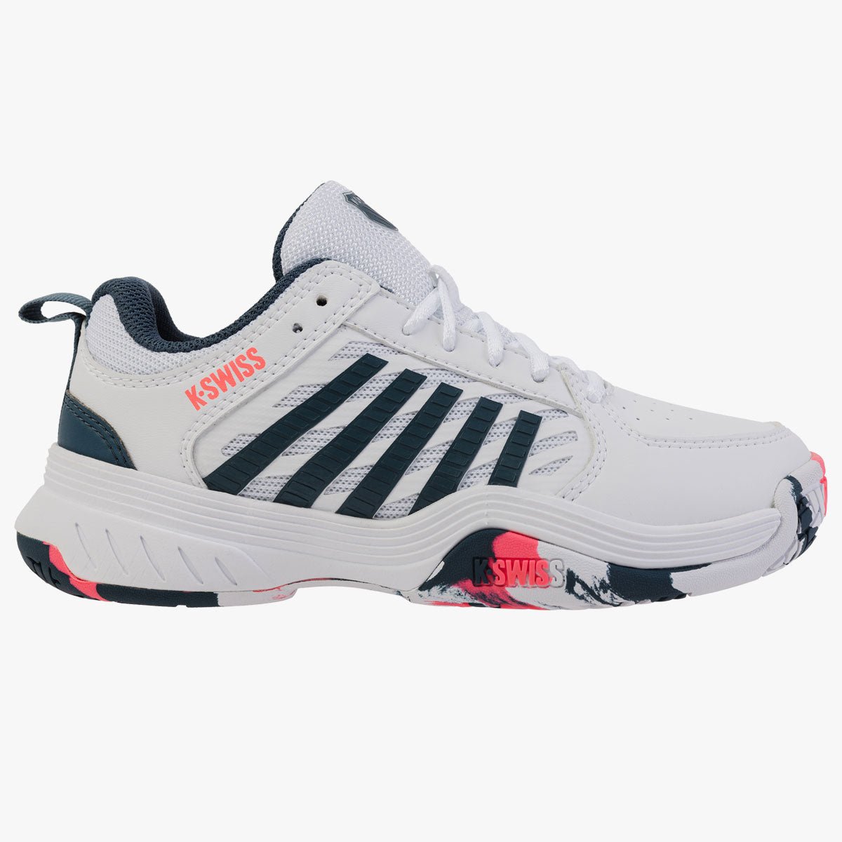 K - Swiss Court Express 2 Junior Tennis Shoe - White/Stargazer/Neonblaze - Smash Racket Pro