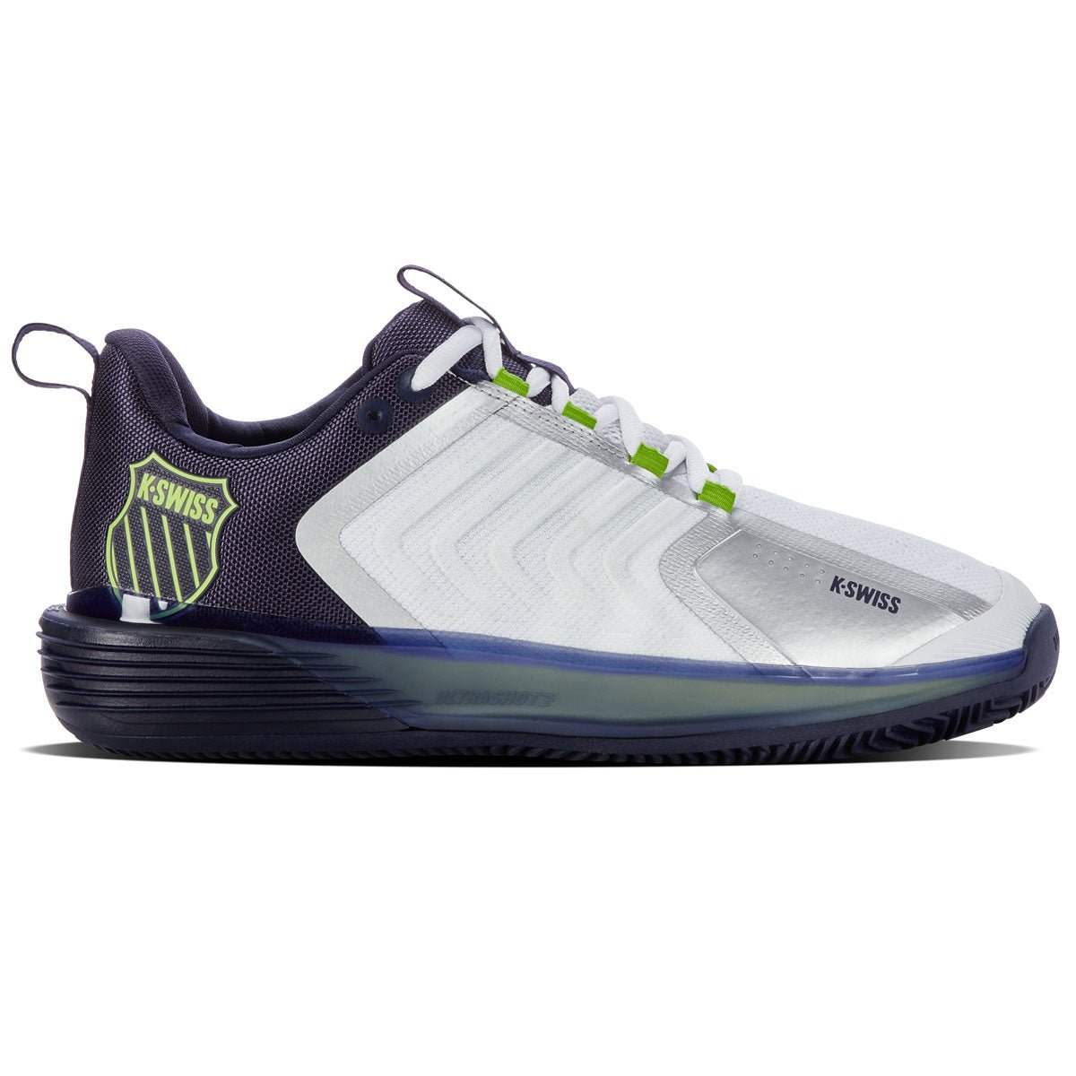 K-Swiss Ultrashot 3 HB Mens Tennis Shoes (White/Peacoat/Lime Green)