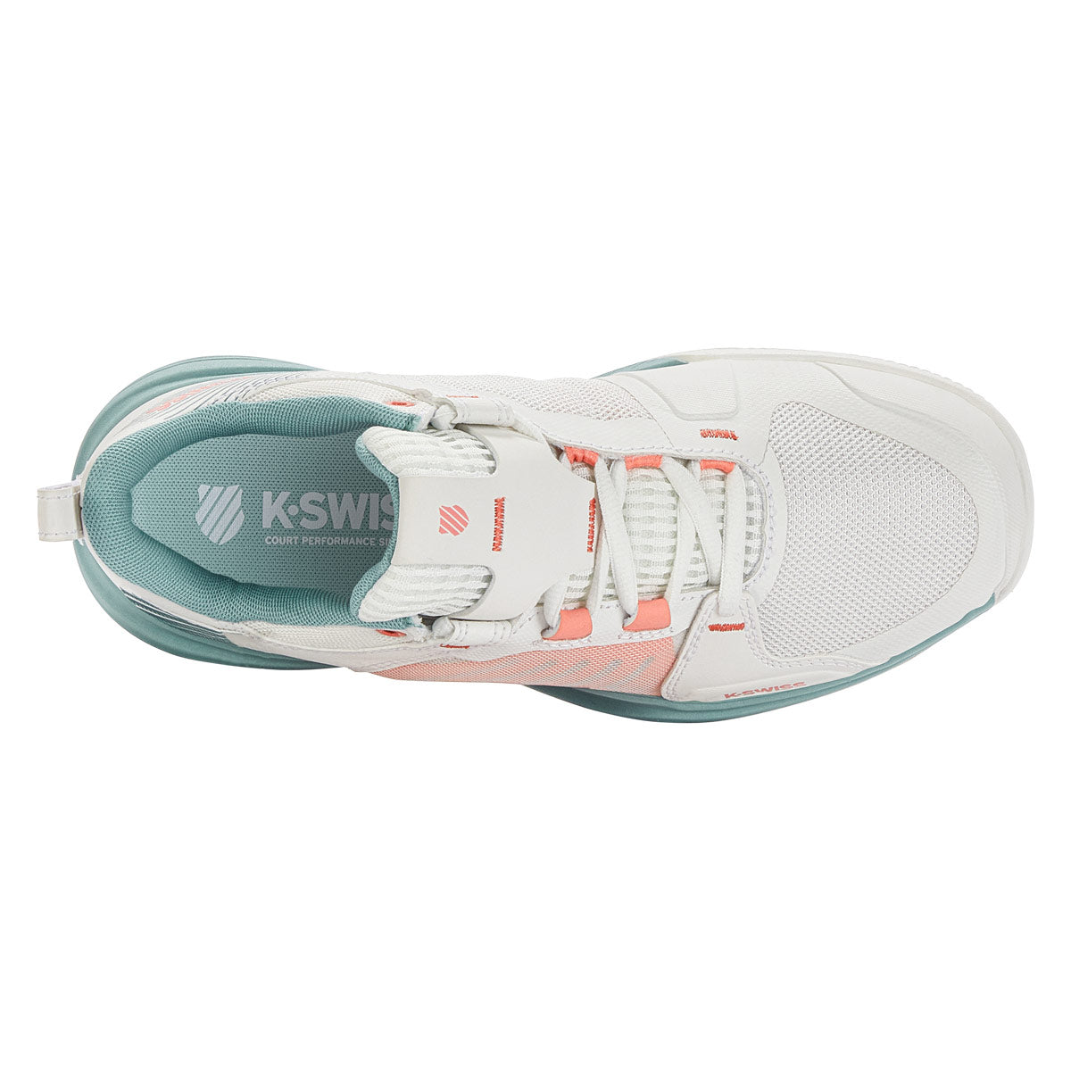 K-Swiss Ultrashot Team Womens Tennis Shoes - Blanc De Blanc/Nile Blue/Desert Flower