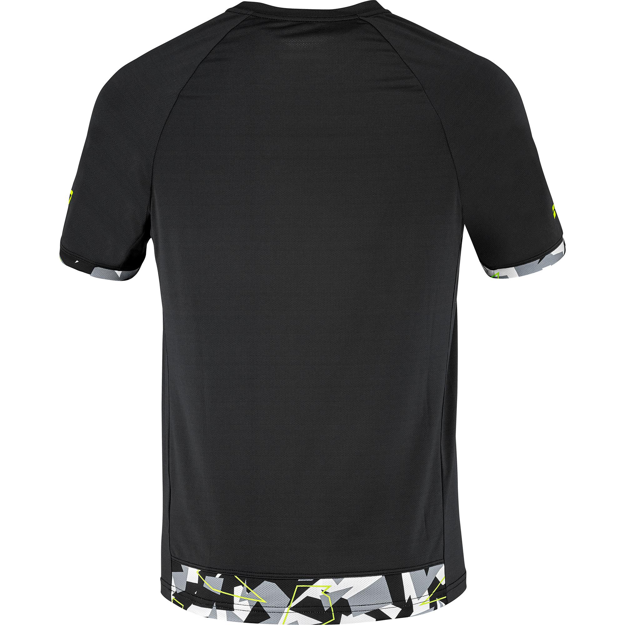 Babolat Mens Aero Crew Neck Tee - Black/Yellow