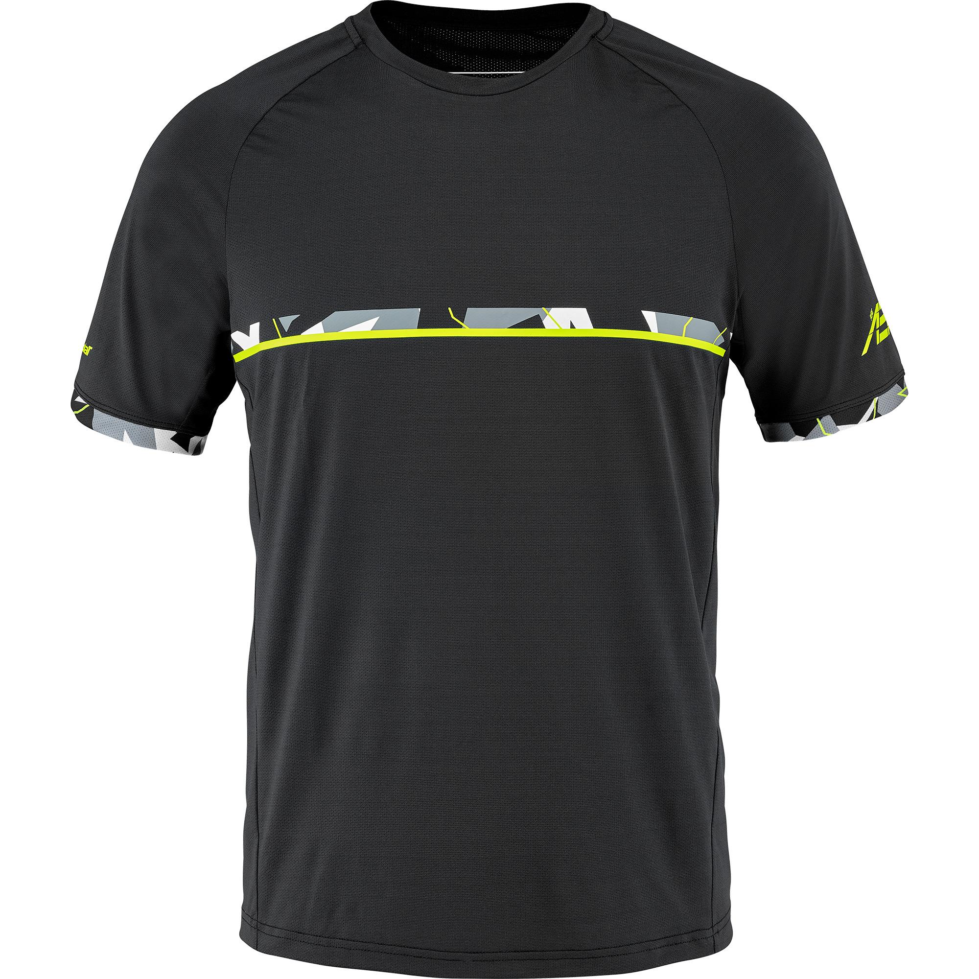 Babolat Mens Aero Crew Neck Tee - Black/Yellow