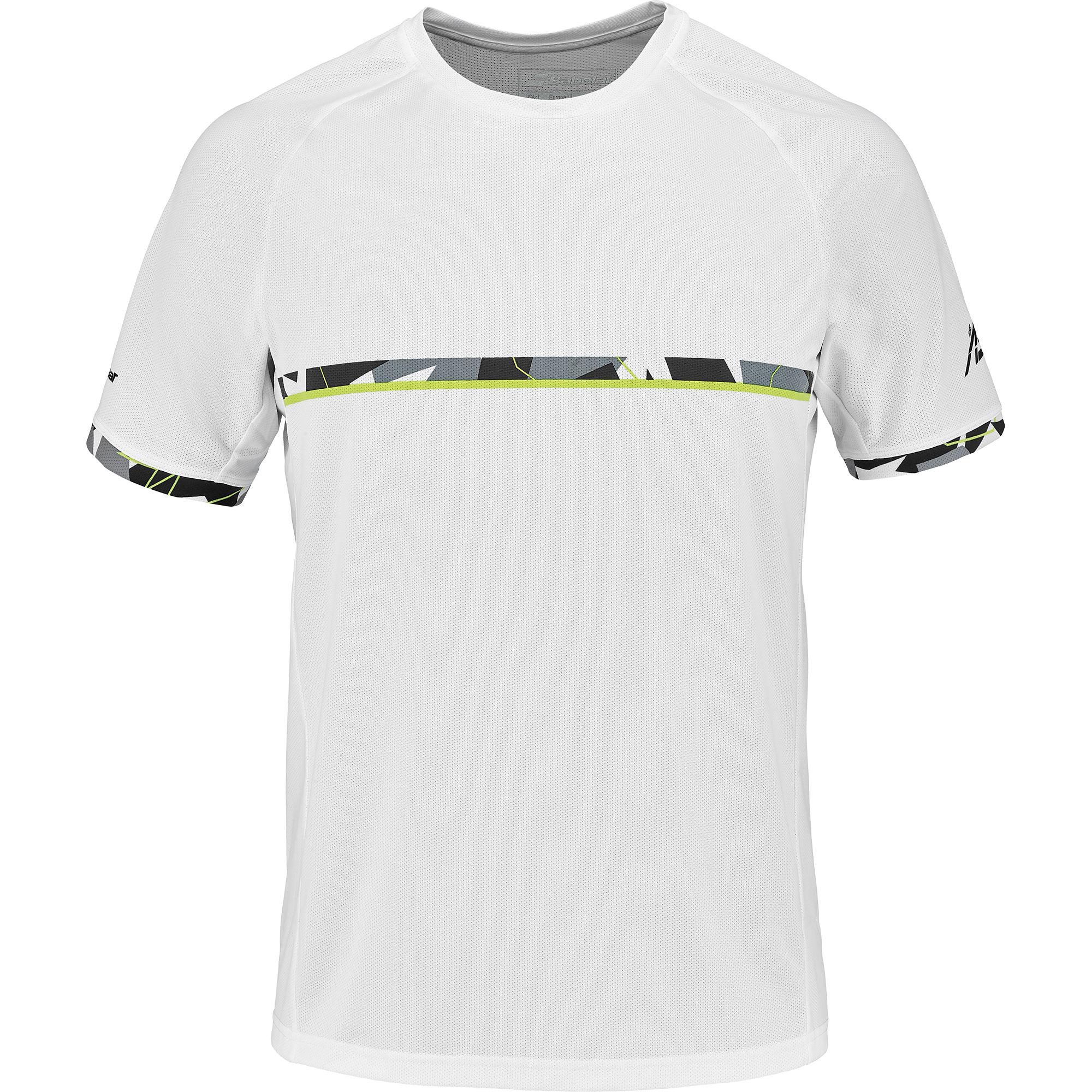 Babolat Mens Aero Crew Neck Tee - White/Yellow