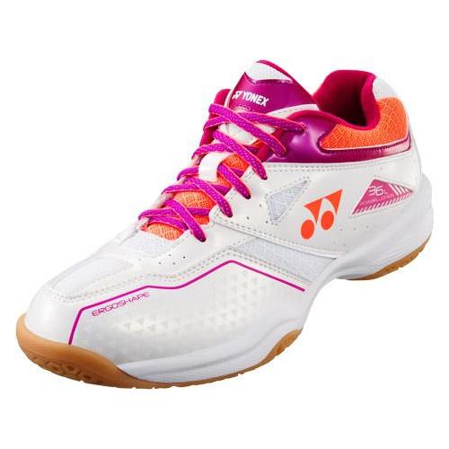 YONEX POWER CUSHION 36 WOMENS BADMINTON SHOES - WHITE / CORAL