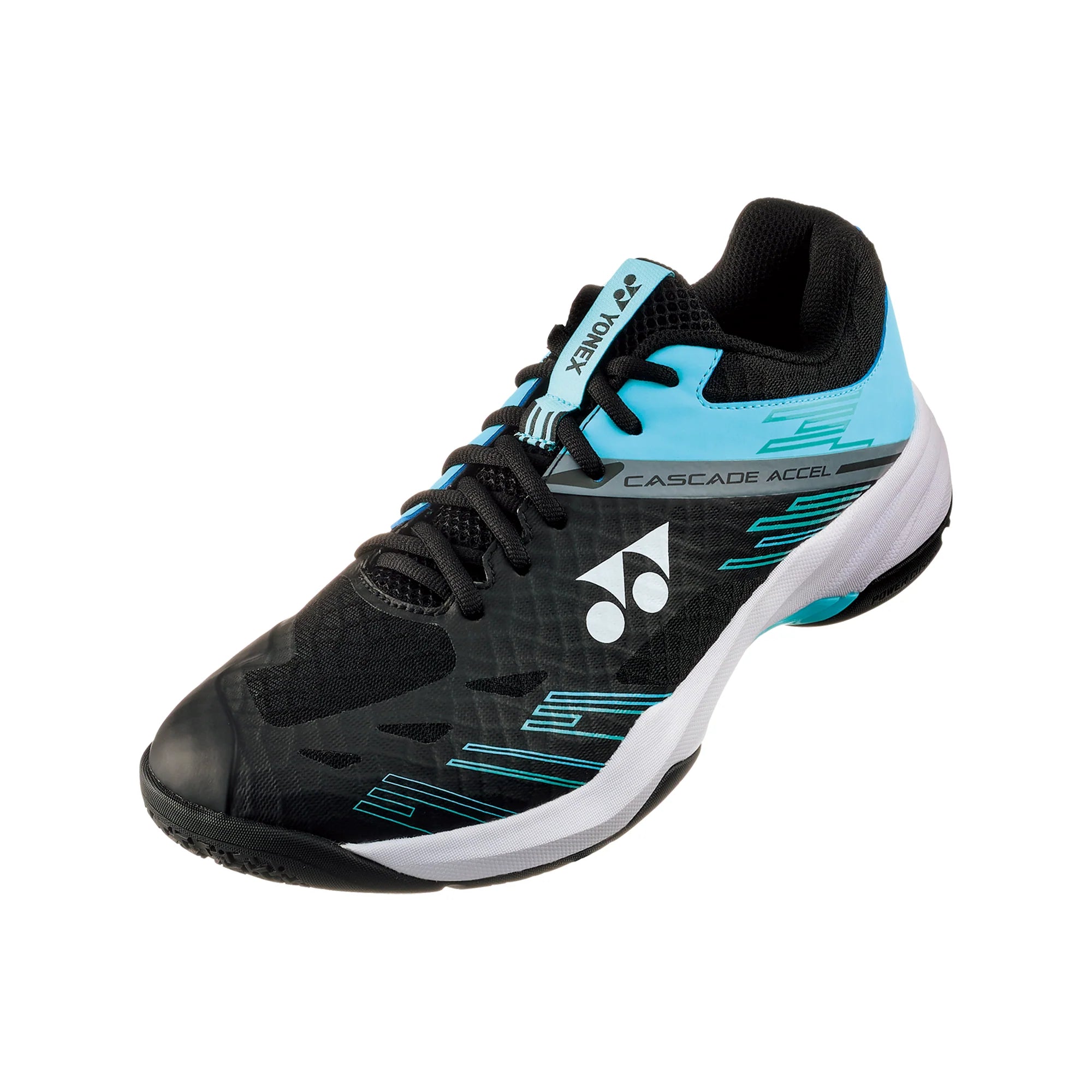 Yonex Unisex Badminton Shoes | Cascade Accel Wide | Black/Ice Blue