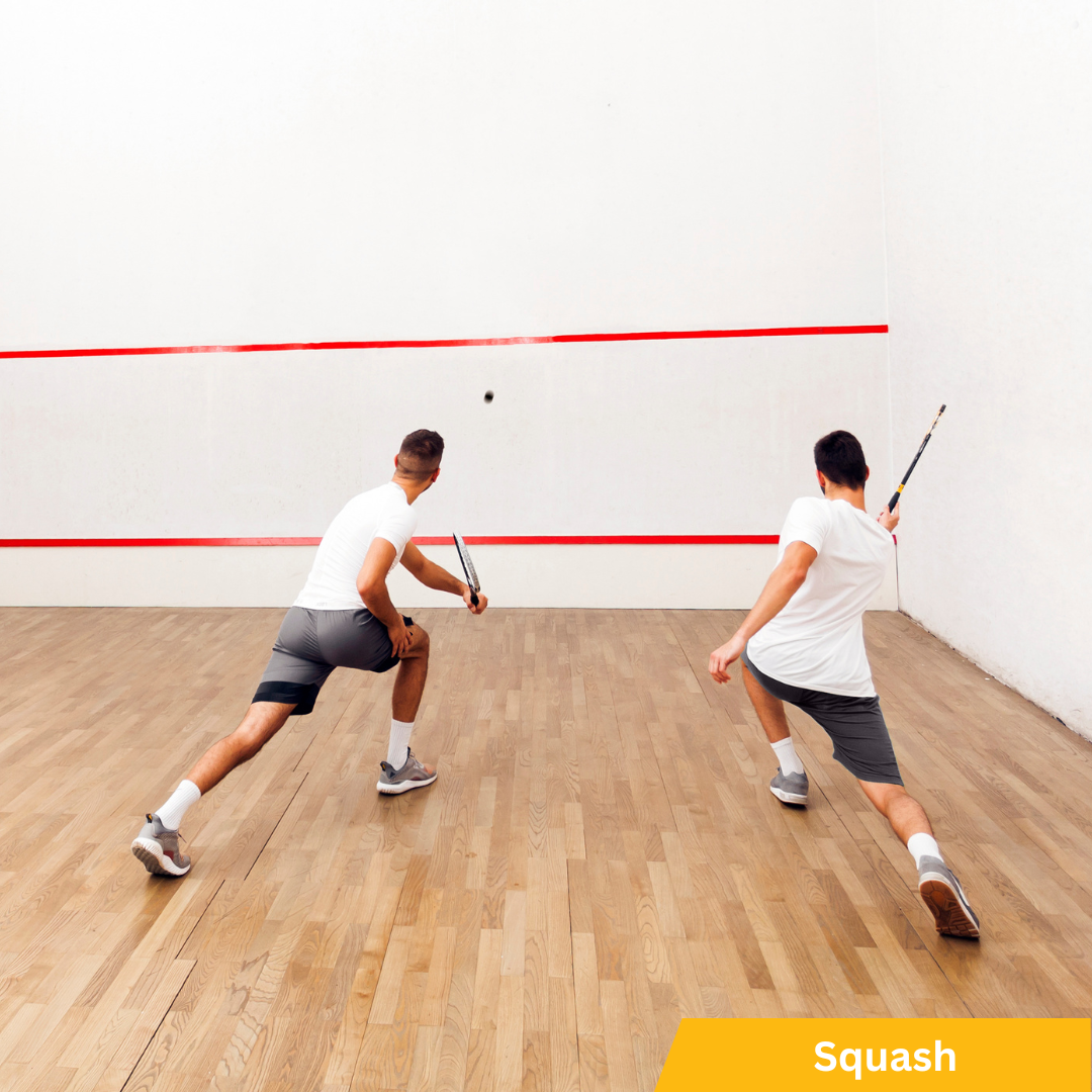 Squash players plaing on the court