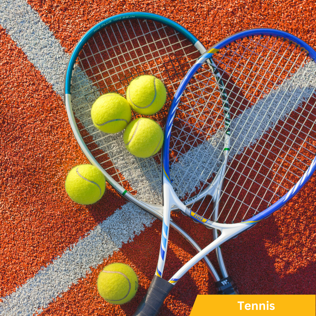 Tennis rackets on the court