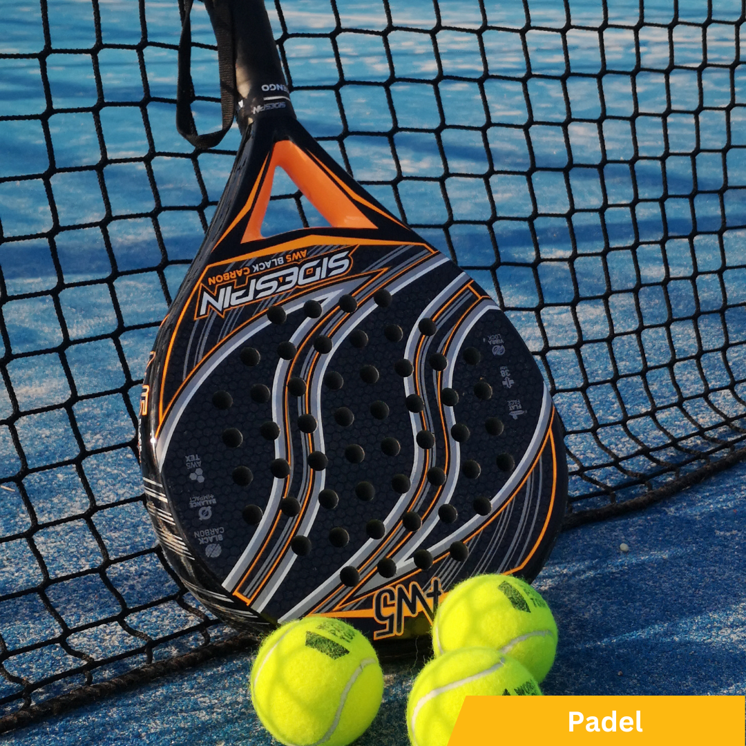 Padel racket on the court