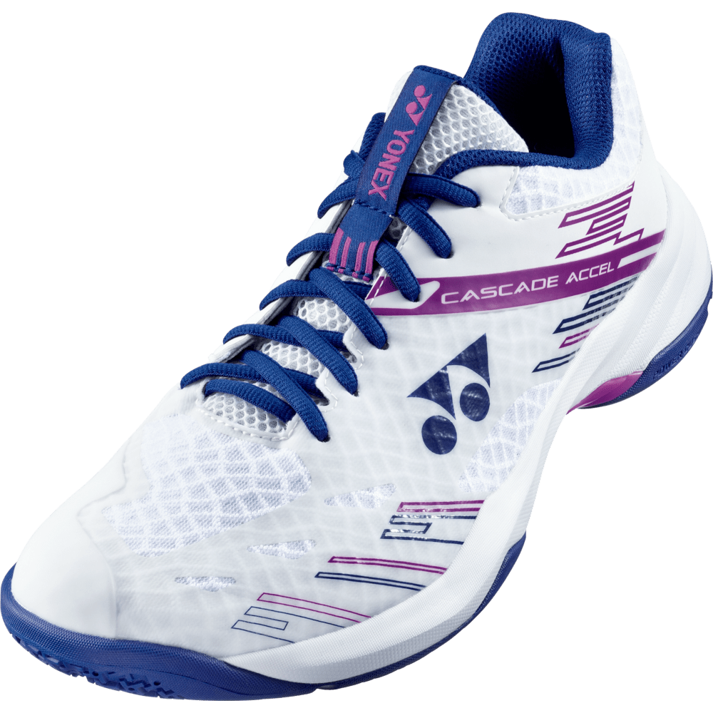 Yonex Unisex Badminton Shoes | Cascade Accel Wide | White Purple