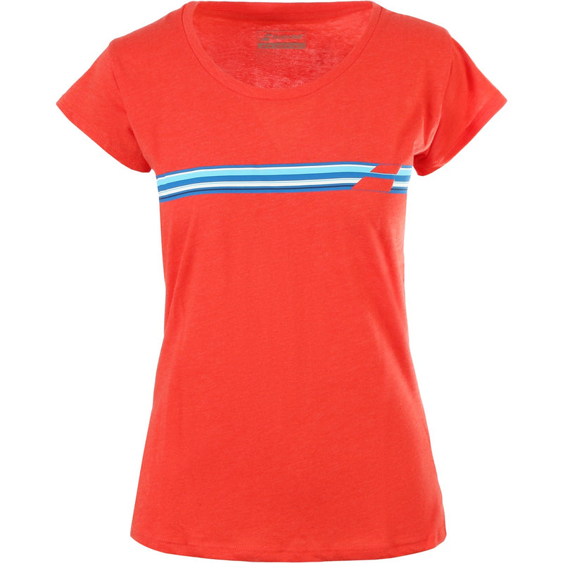Babolat Women Exercise Stripes T-Shirt  193917- Poppy Red