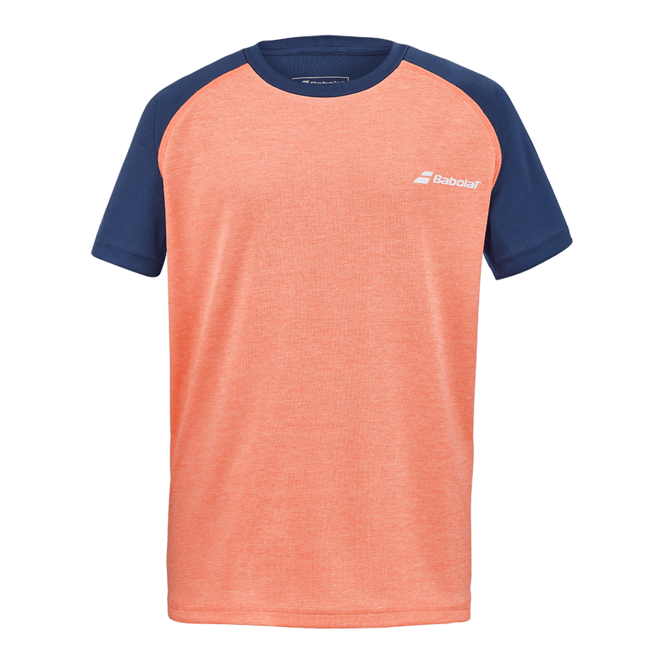 Babolat Boys Play Crew Neck Tee - Fluo Strike/Estate Blue