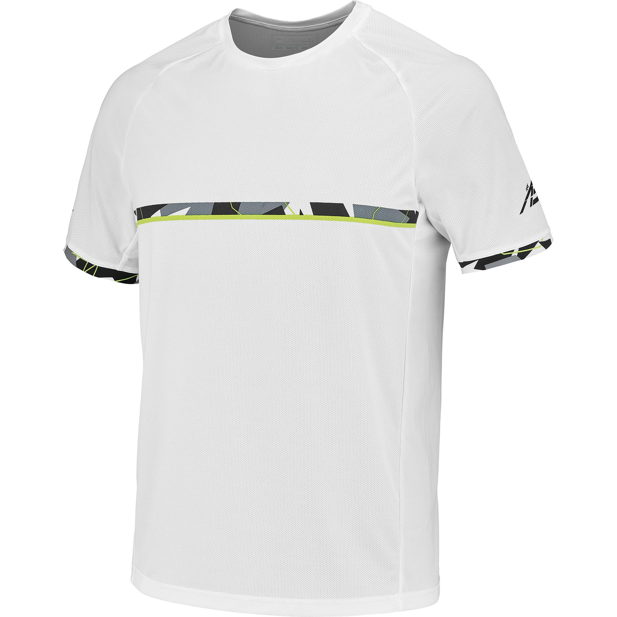 Babolat Mens Aero Crew Neck Tee - White/Yellow