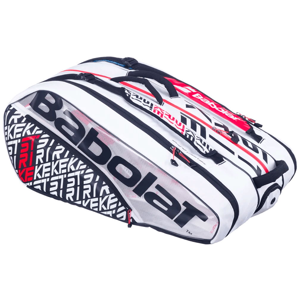 babolat pure strike 12 racket tennis bag white