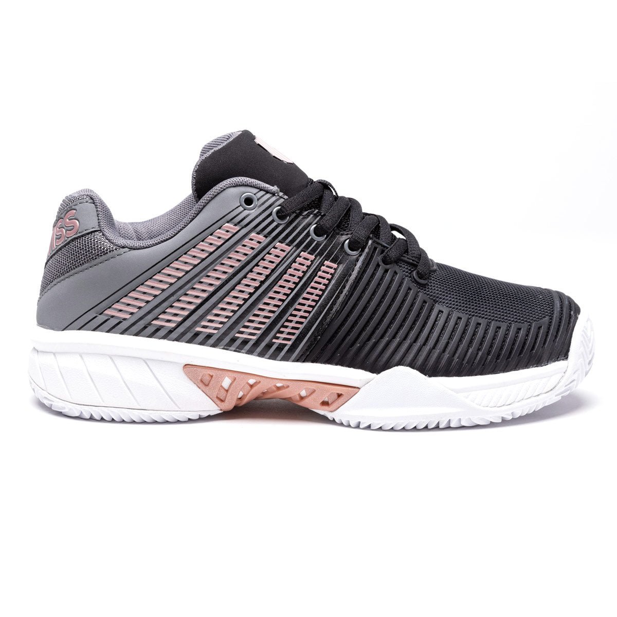 K-Swiss Express Light 2 HB Womens Tennis Shoes (Black/ Steel Gray/ Rose Gold)